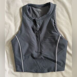 Abercrombie YPB sculpLUX plunge Henley slim tank grey